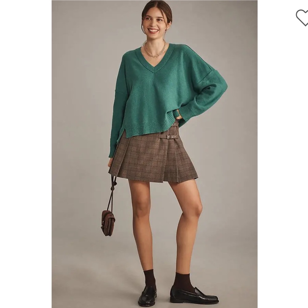 Maeve Relaxed V-Neck Sweater-Holly-M-NWT